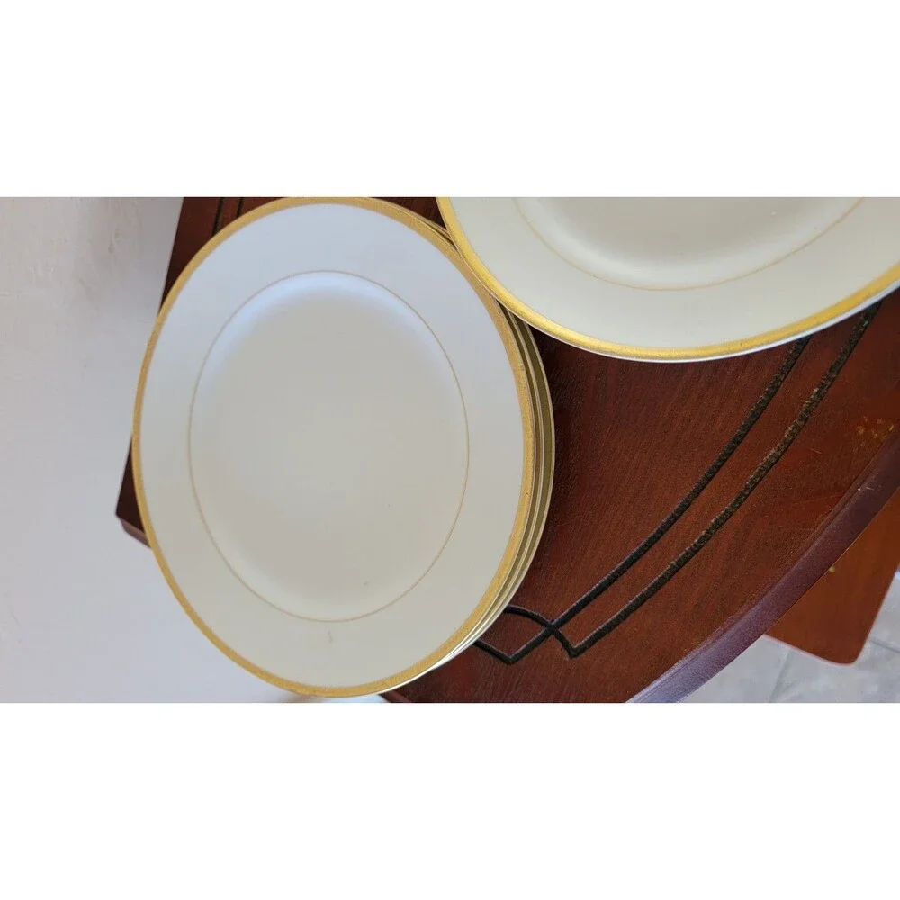 Vtg Noritake Nippon White W Gold Rimmed Plates Dishes 4 Salad 7.5